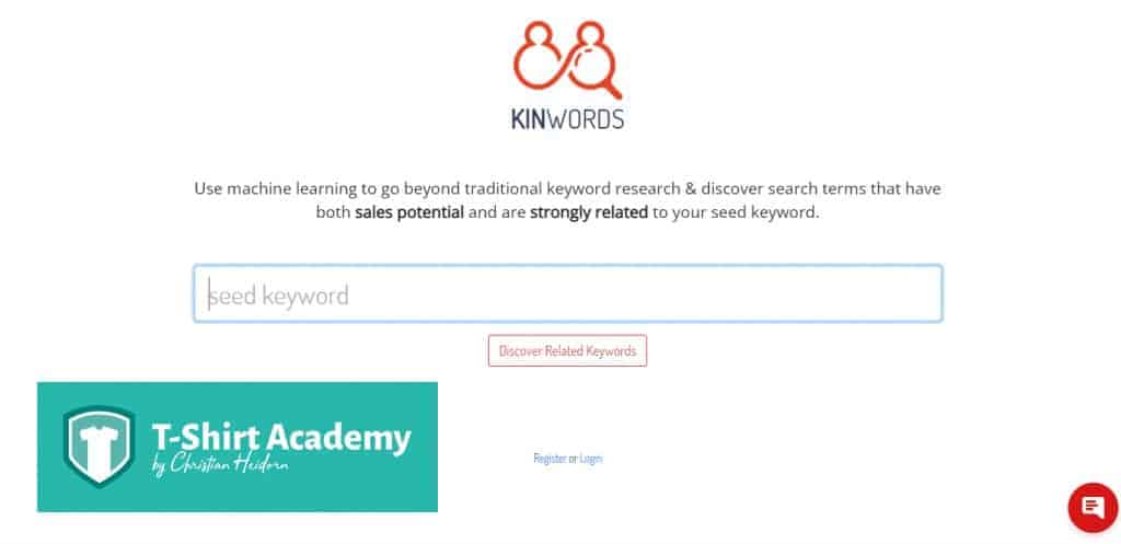 Screenshot der Startseite von kinwords amazon keyword tool kostenlos