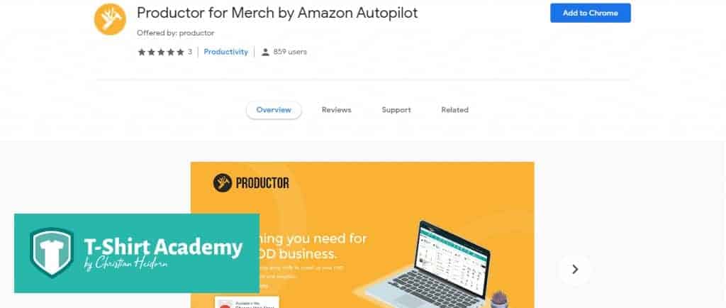 Screenshot von productor for merch by amazon im google playstore